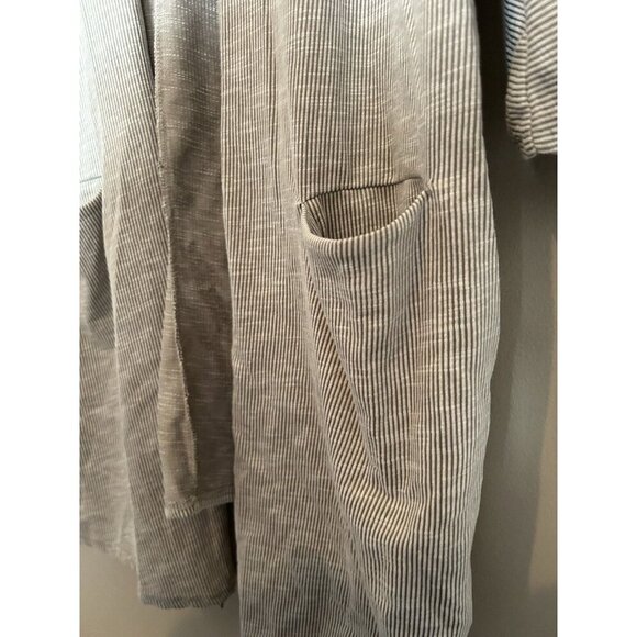 Donni. Open Oversized Lighter Weight Cardigan Striped Ribbed One Size Ivory Gray - Picture 6 of 8